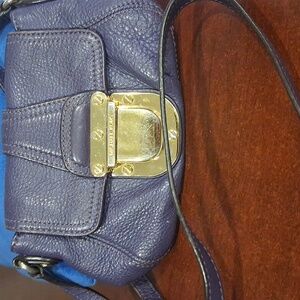 Michael Kors Purple Leather Crossbody Bag with Gold Clasp